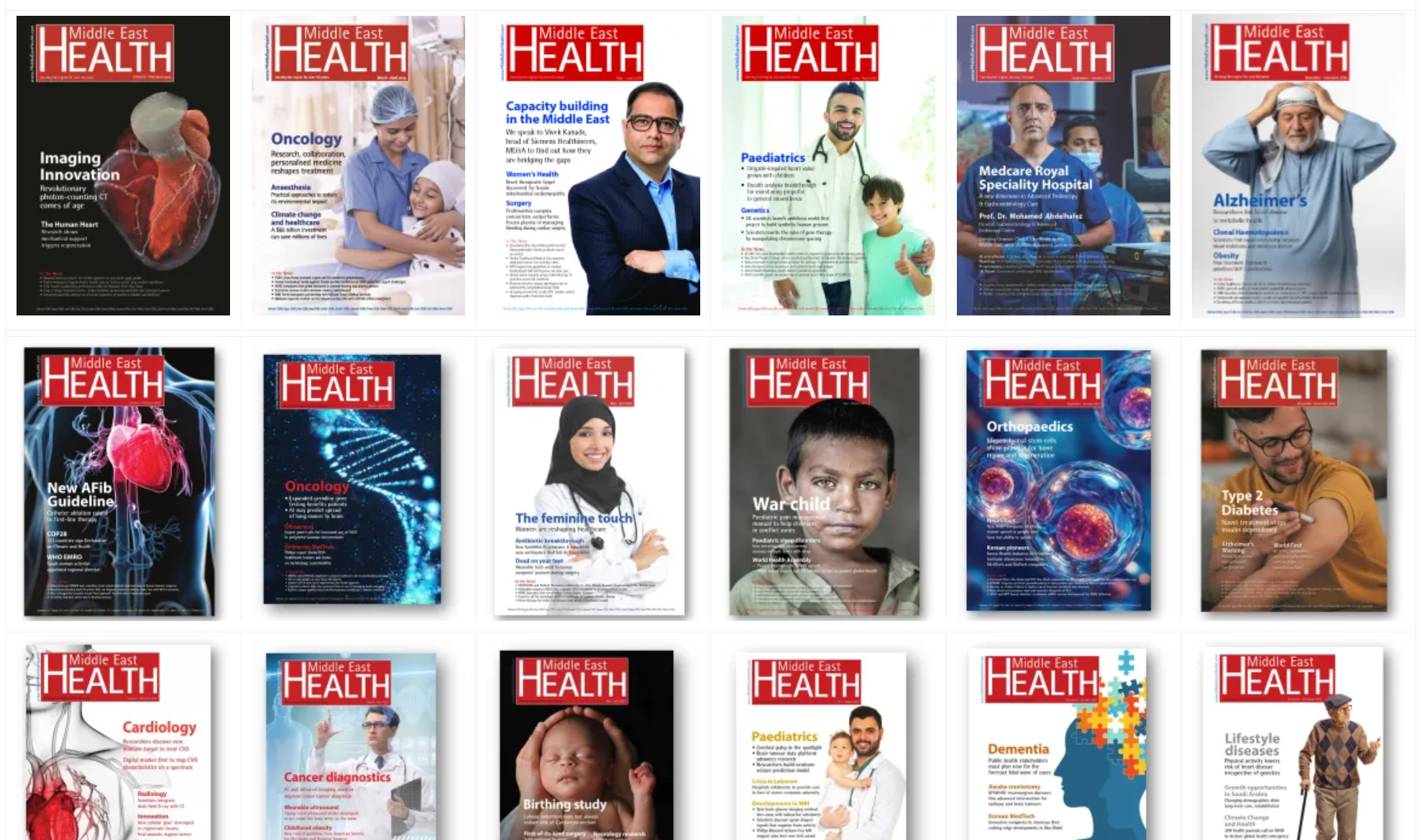 Middle East Health magazine covers